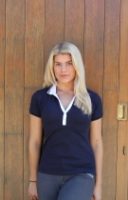 short sleeve polo top with white trim